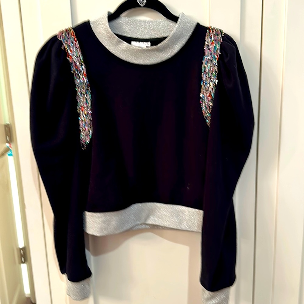 Queen of Sparkles small sweatshirt with beaded fringe